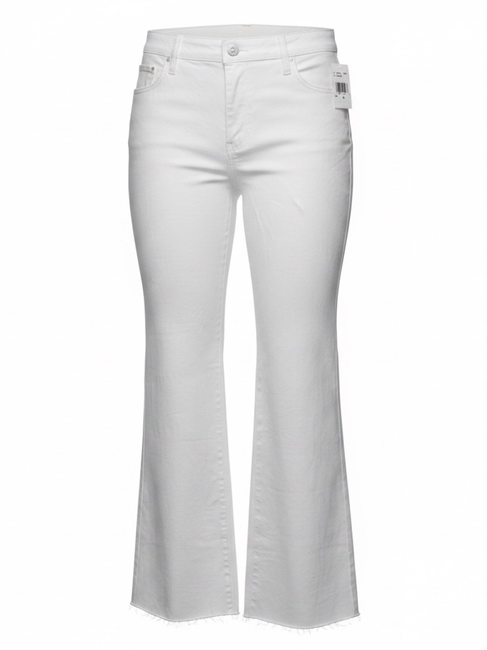 Kut from the Kloth Kelsey High Rise Ankle Flare Raw Hem White, Sz 14 NWT